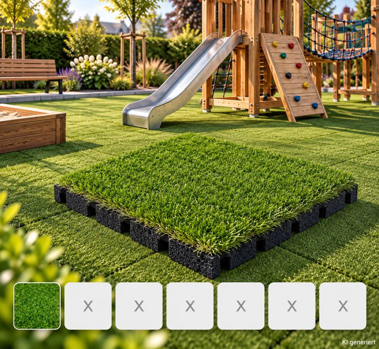 Artificial turf fall protection slabs
